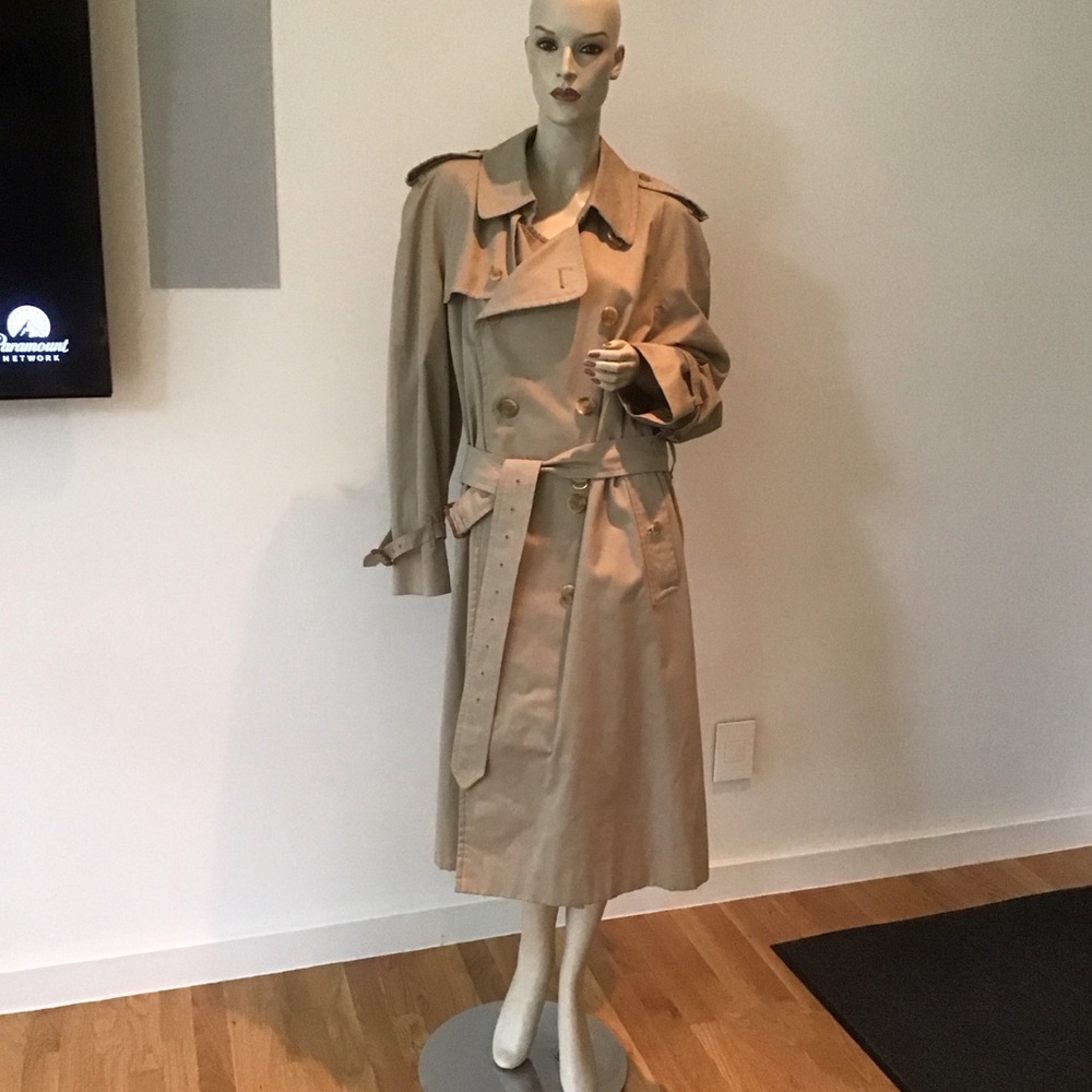 VTG Mens Burberry Tan Nova Check Lining Double Breasted Trench Coat Harrods 54 R